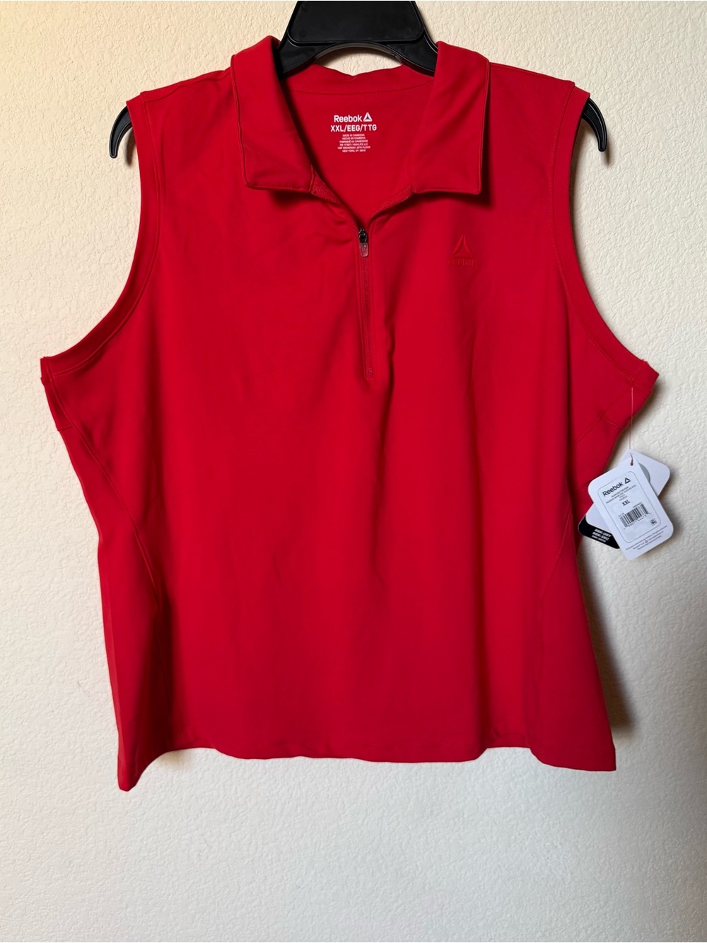 Reebok Women's Red Sleeveless Zip Polo Tank
